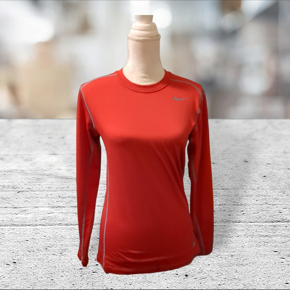 Nike red pro combat fitted DRI fit long sleeve  size S
